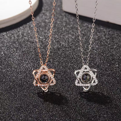 Photo projection six - pointed star necklace - jewelry - weilin.com