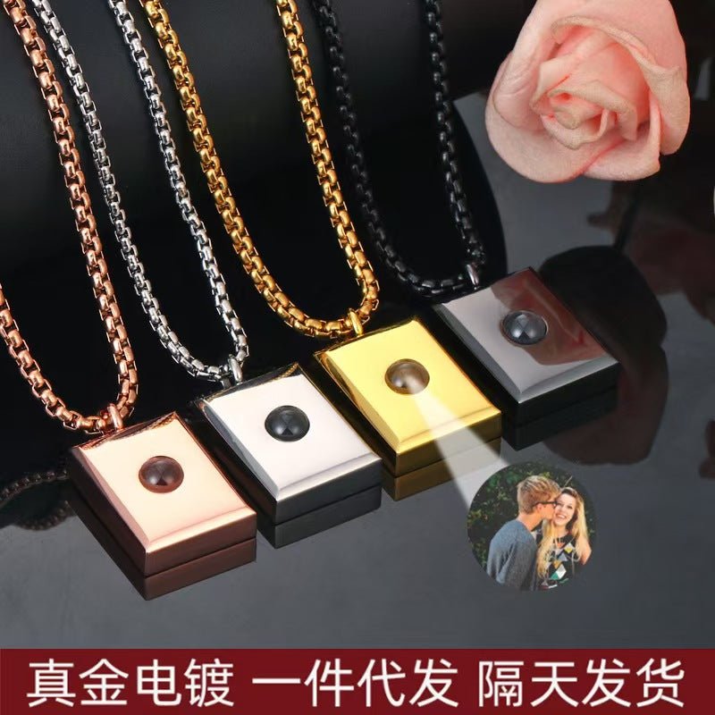 Photo projection square necklace - jewelry - weilin.com