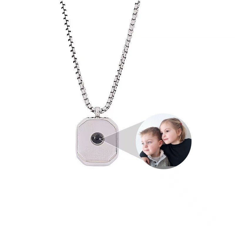 Photo projection square necklace - jewelry - weilin.com