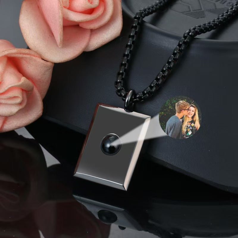Photo projection square necklace - jewelry - weilin.com