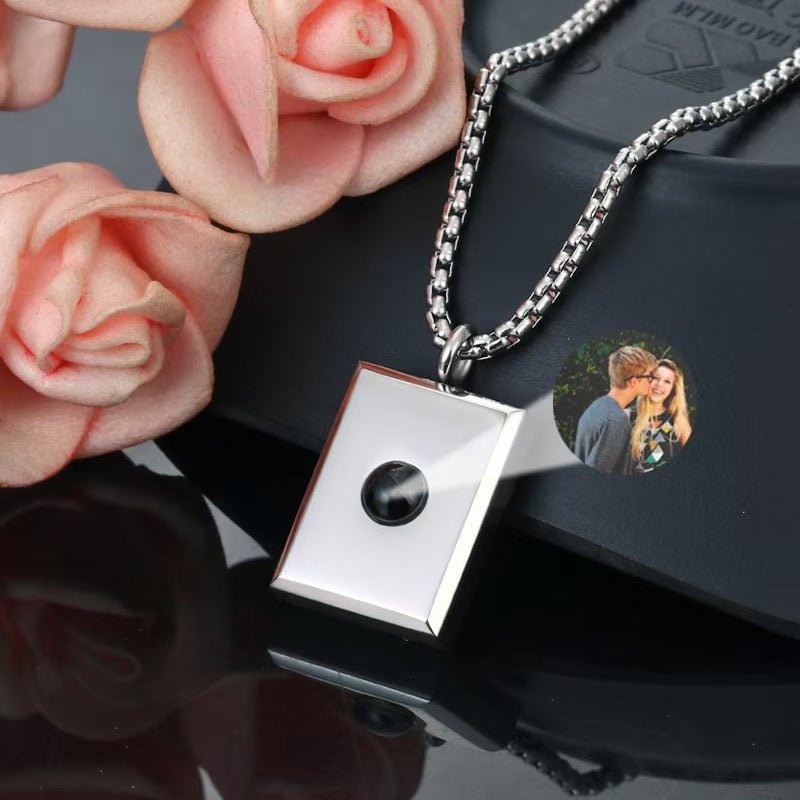 Photo projection square necklace - jewelry - weilin.com