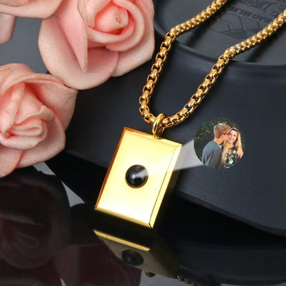 Photo projection square necklace - jewelry - weilin.com