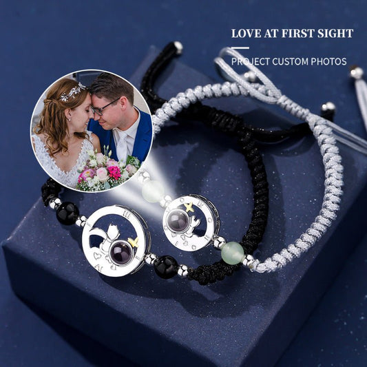 Photo projection sun and moon lovers braided bracelet - jewelry - weilin.com