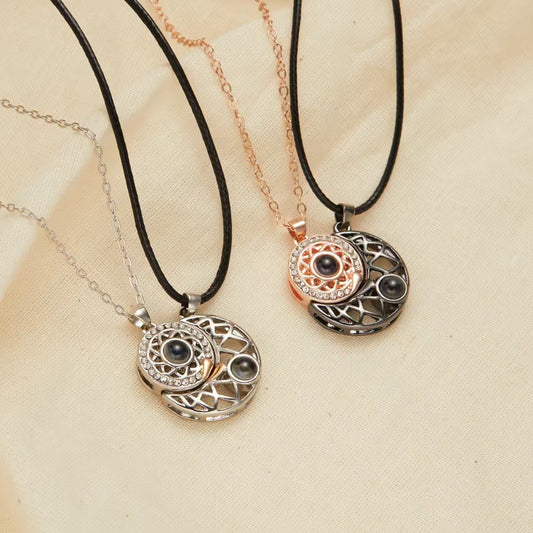 Photo projection sun and moon necklace - jewelry - weilin.com
