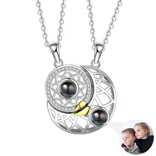 Photo projection sun and moon necklace - jewelry - weilin.com