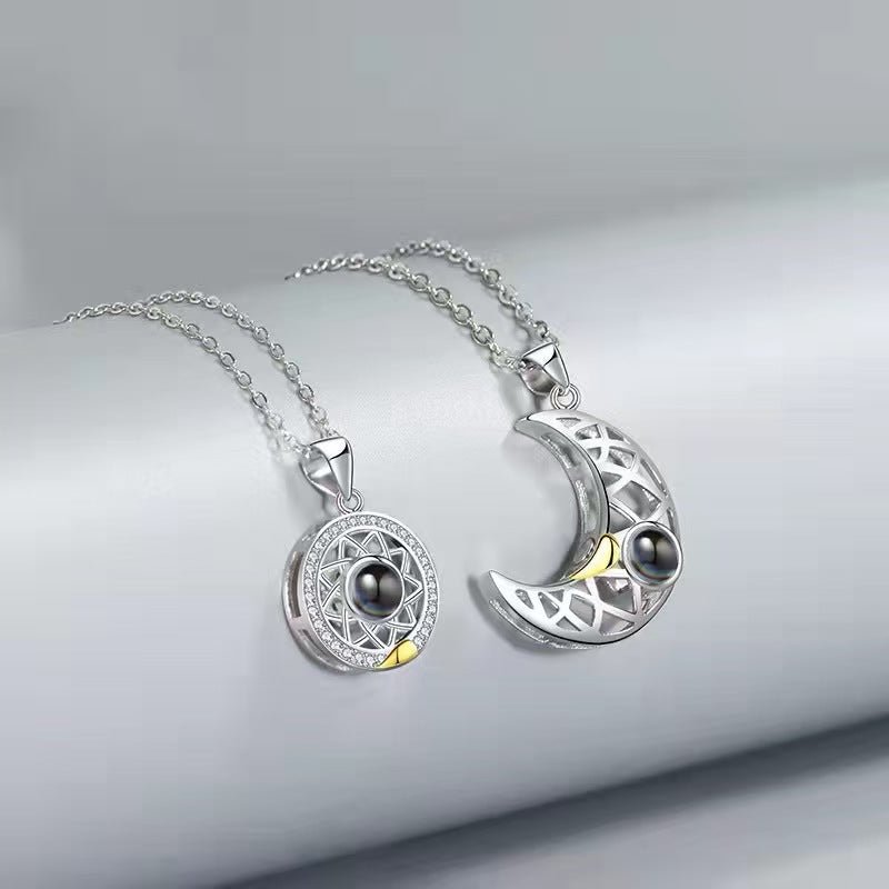 Photo projection sun and moon necklace - jewelry - weilin.com