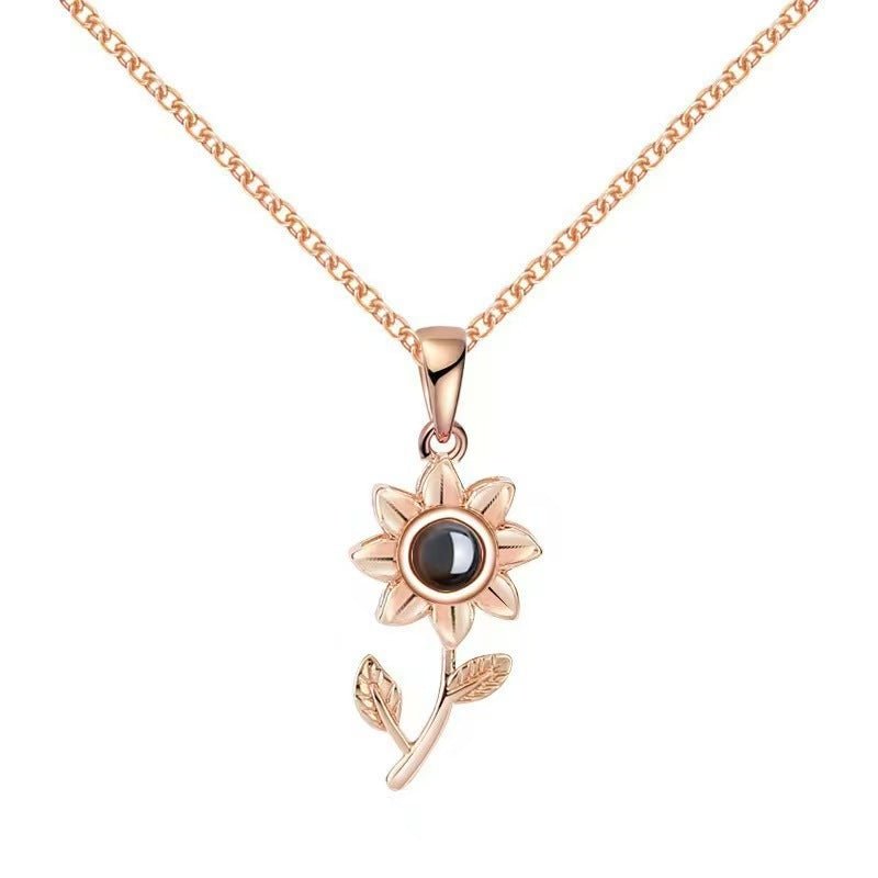 Photo Projection Sunflower Necklace - jewelry - weilin.com