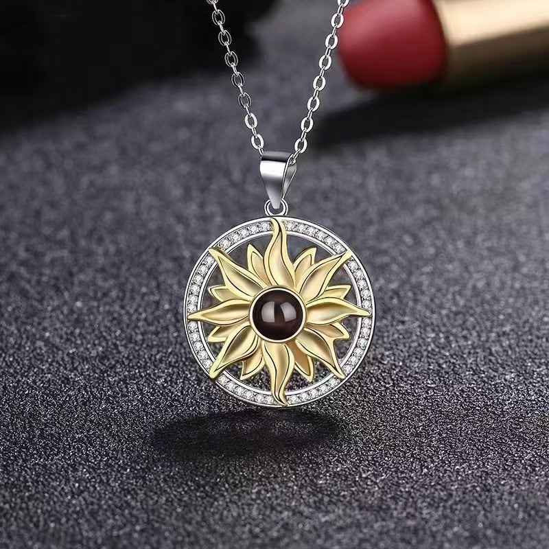 Photo projection sunflower necklace - jewelry - weilin.com