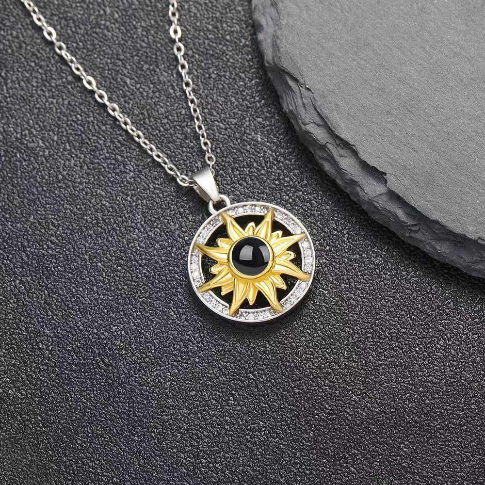 Photo projection sunflower necklace - jewelry - weilin.com