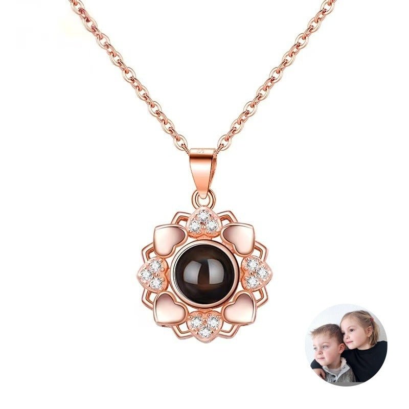 Photo projection sunflower necklace - jewelry - weilin.com