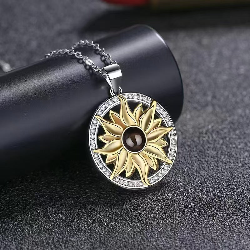 Photo projection sunflower necklace - jewelry - weilin.com