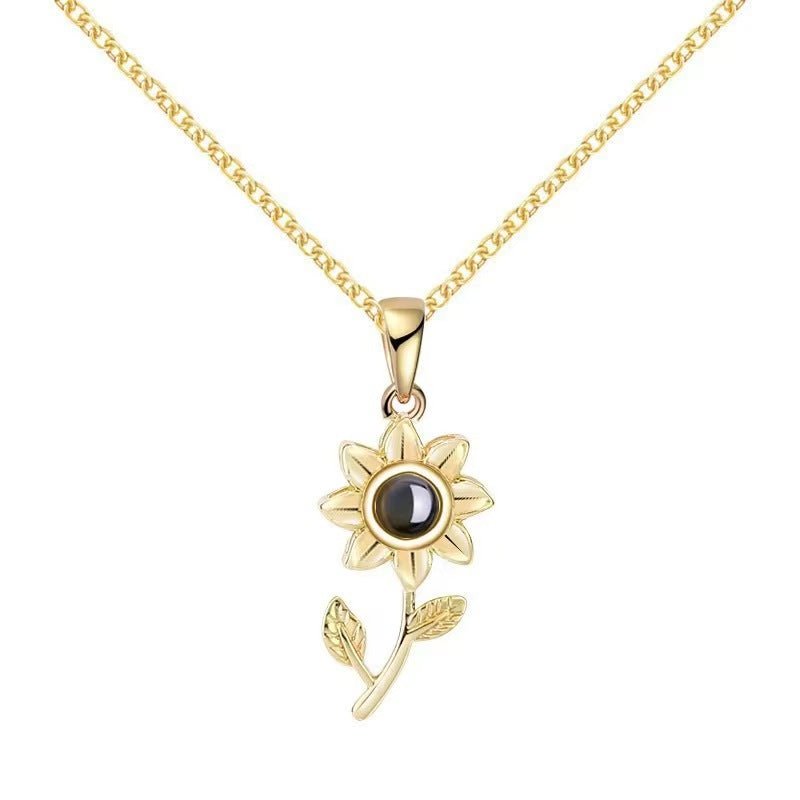 Photo Projection Sunflower Necklace - jewelry - weilin.com
