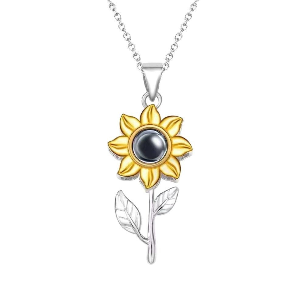 Photo Projection Sunflower Necklace - jewelry - weilin.com