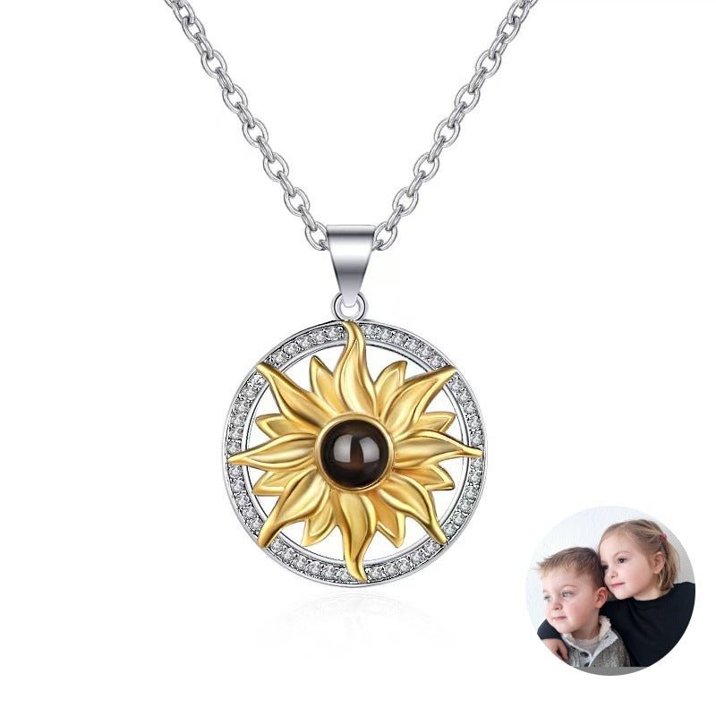 Photo projection sunflower necklace - jewelry - weilin.com