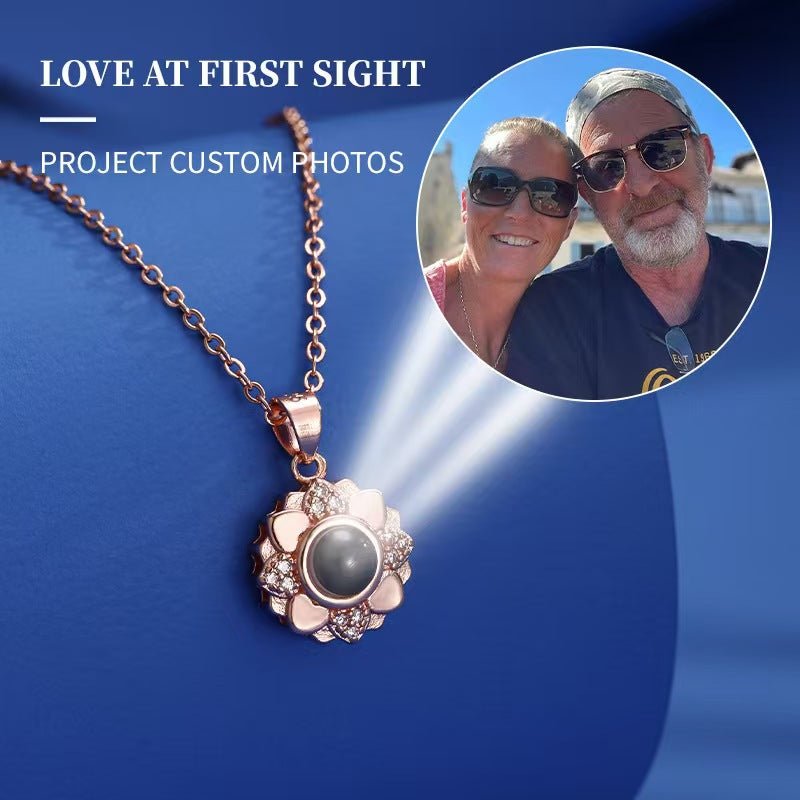 Photo projection sunflower necklace - jewelry - weilin.com