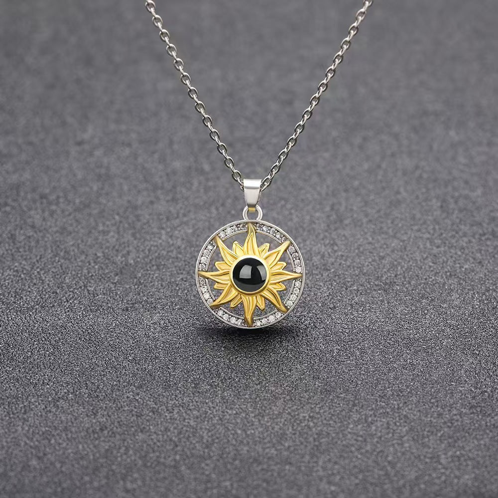 Photo projection sunflower necklace - jewelry - weilin.com
