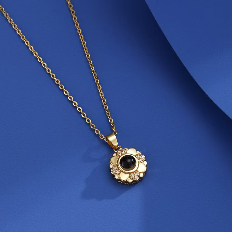 Photo projection sunflower necklace - jewelry - weilin.com
