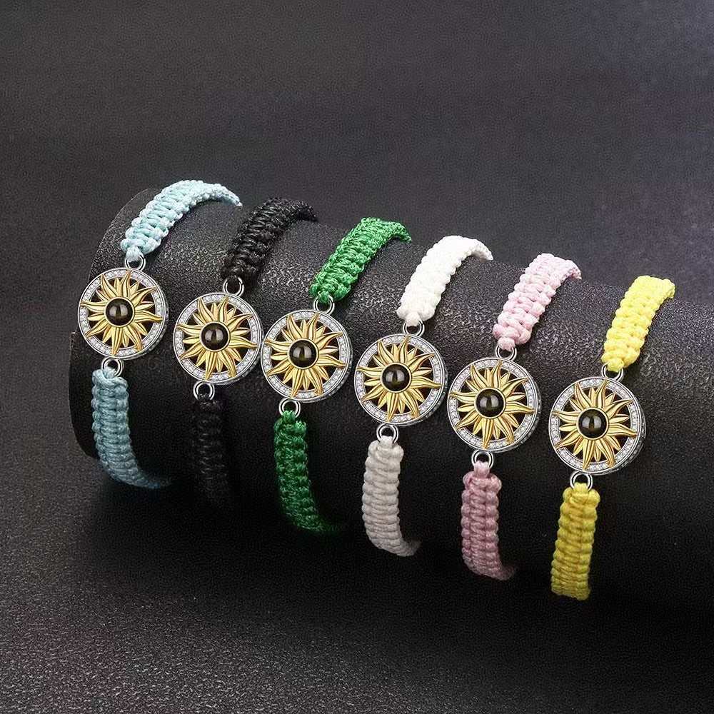 Photo projection sunflower woven wristband - jewelry - weilin.com