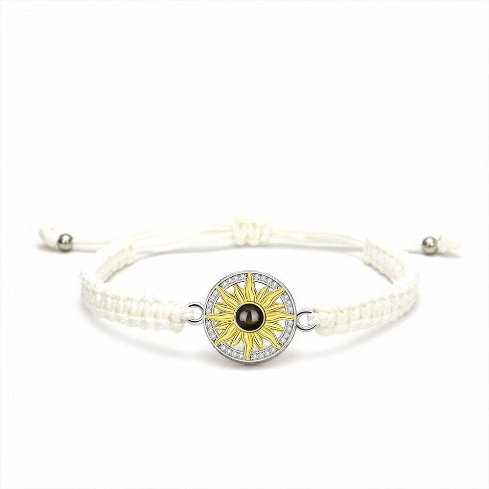 Photo projection sunflower woven wristband - jewelry - weilin.com