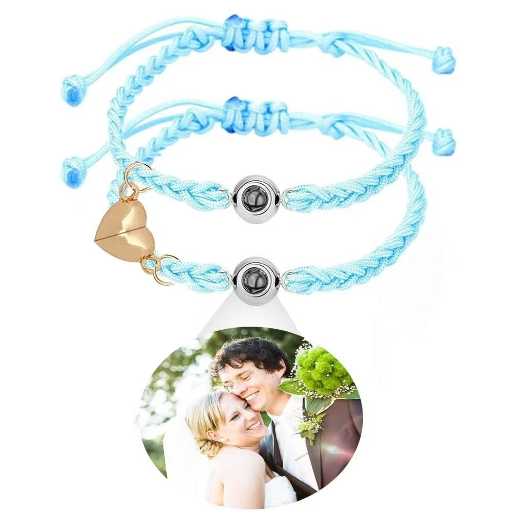 Photo projection woven couple's bracelet - jewelry - weilin.com