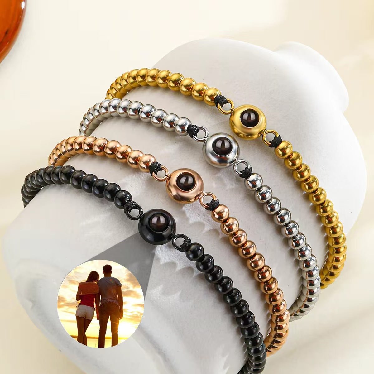 Photo projection woven magnetic stone bracelet - jewelry - weilin.com