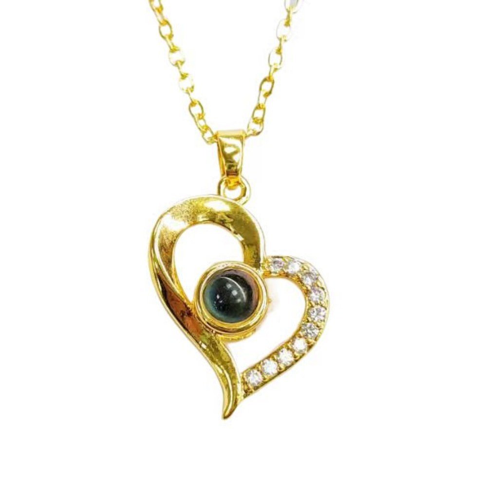 Photo projection zircon heart necklace - jewelry - weilin.com