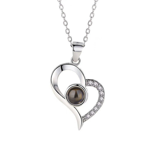 Photo projection zircon heart necklace - jewelry - weilin.com