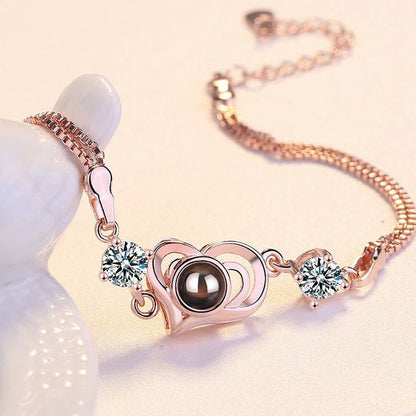 Photo projection zircon heart shape bracelet - jewelry - weilin.com