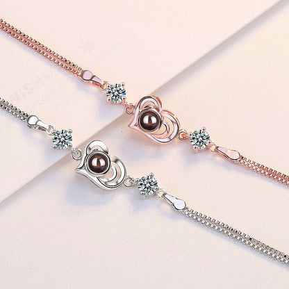 Photo projection zircon heart shape bracelet - jewelry - weilin.com