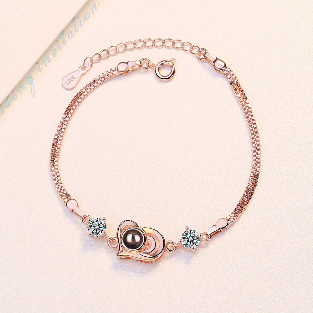 Photo projection zircon heart shape bracelet - jewelry - weilin.com