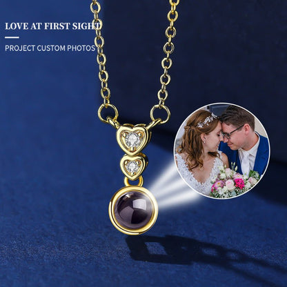 Photo Projection Zircon Heart - shaped Necklace - jewelry - weilin.com