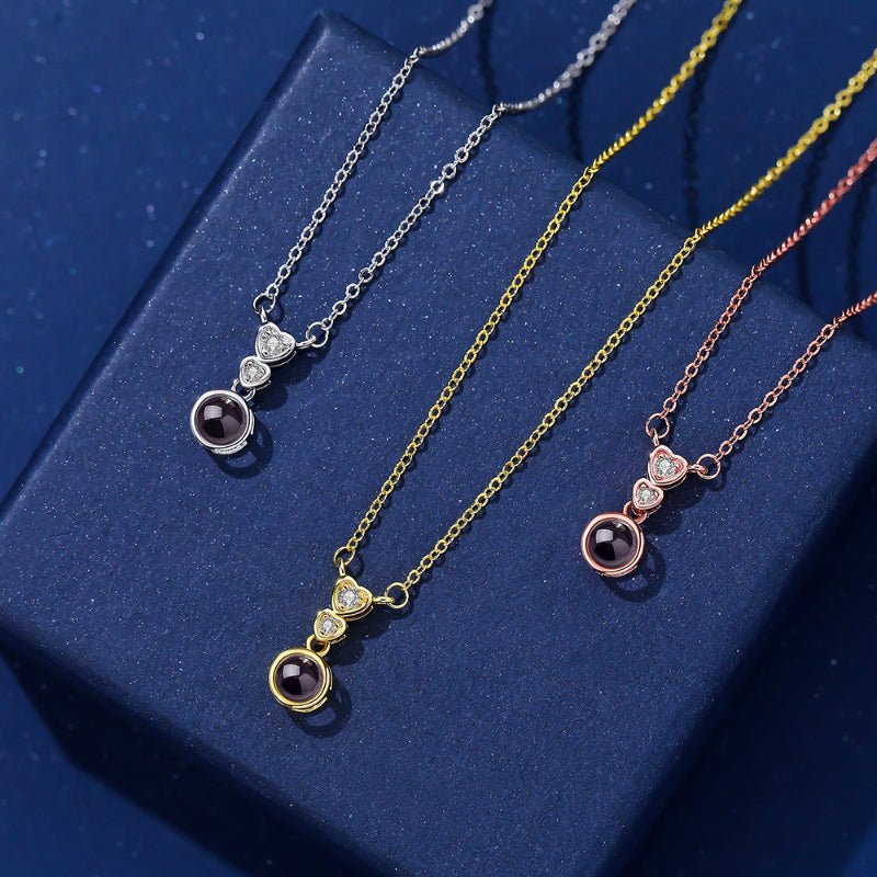 Photo Projection Zircon Heart - shaped Necklace - jewelry - weilin.com