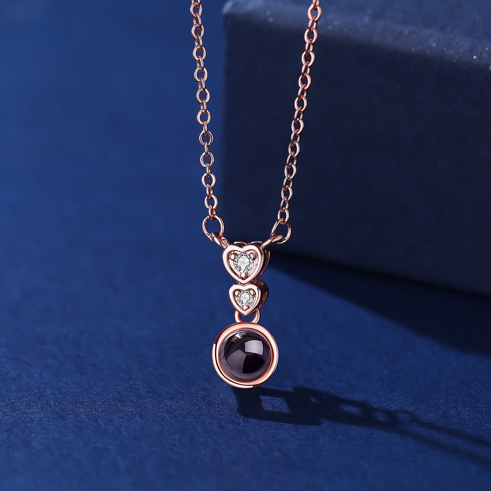 Photo Projection Zircon Heart - shaped Necklace - jewelry - weilin.com