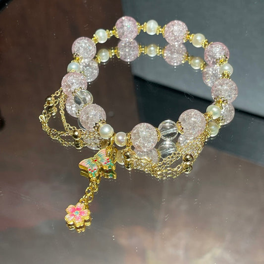 Pink glass bracelet - jewelry - weilin.com