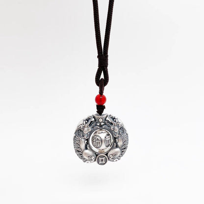 Pixiu Peace Buckle Sterling Silver Pendant Necklace - jewelry - weilin.com
