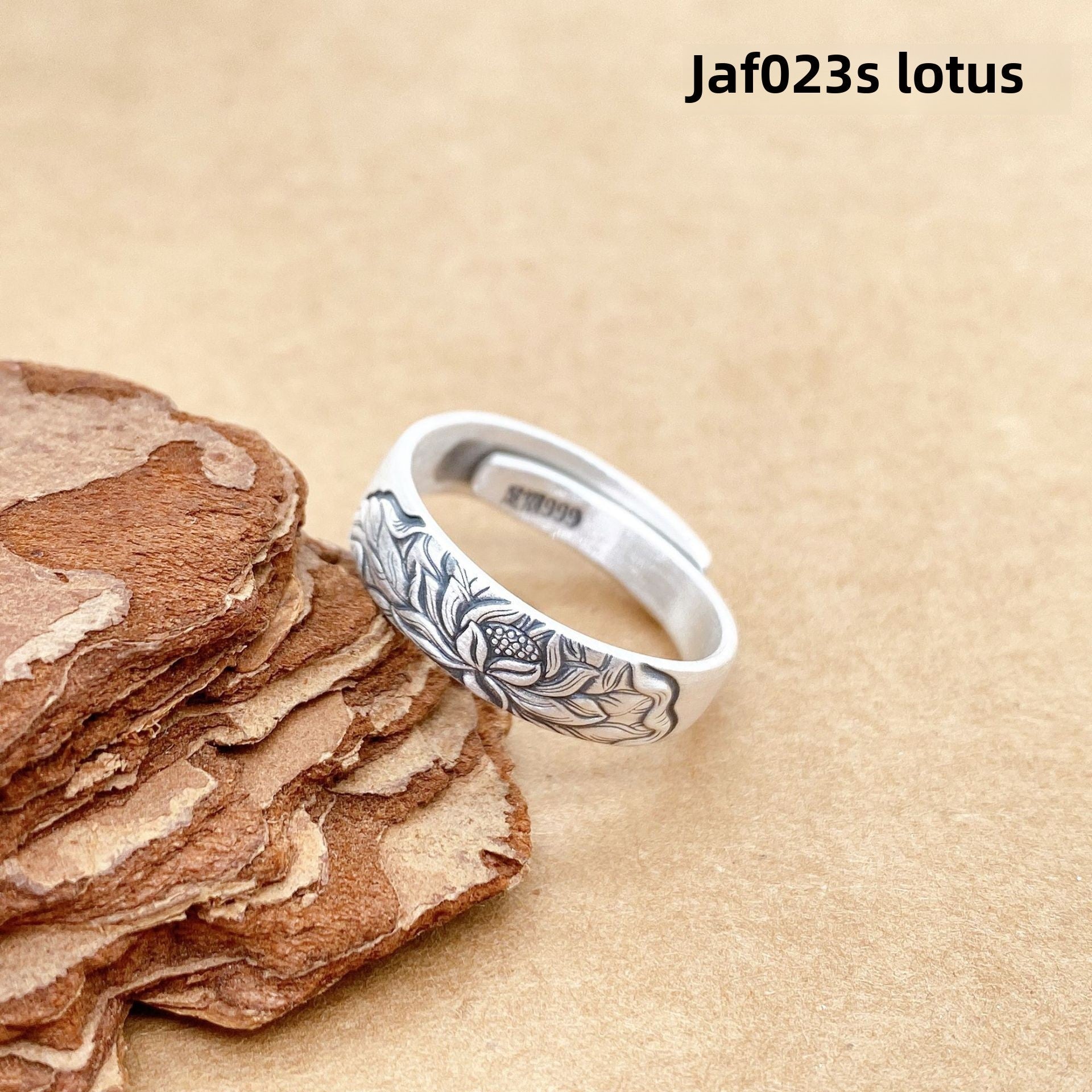 Plum blossom and lotus sterling silver ring - jewelry - weilin.com