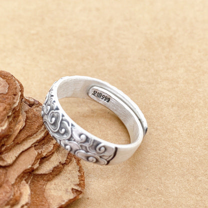 Plum blossom and lotus sterling silver ring - jewelry - weilin.com