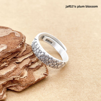 Plum blossom and lotus sterling silver ring - jewelry - weilin.com