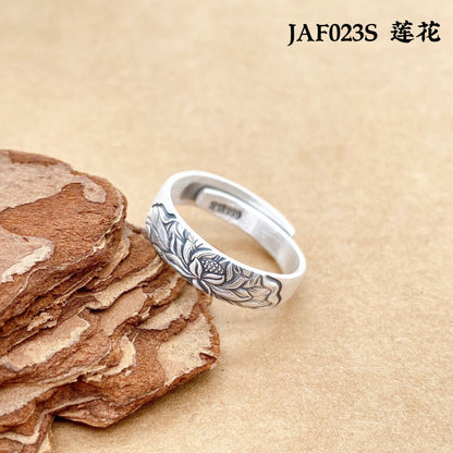 Plum blossom and lotus sterling silver ring - jewelry - weilin.com