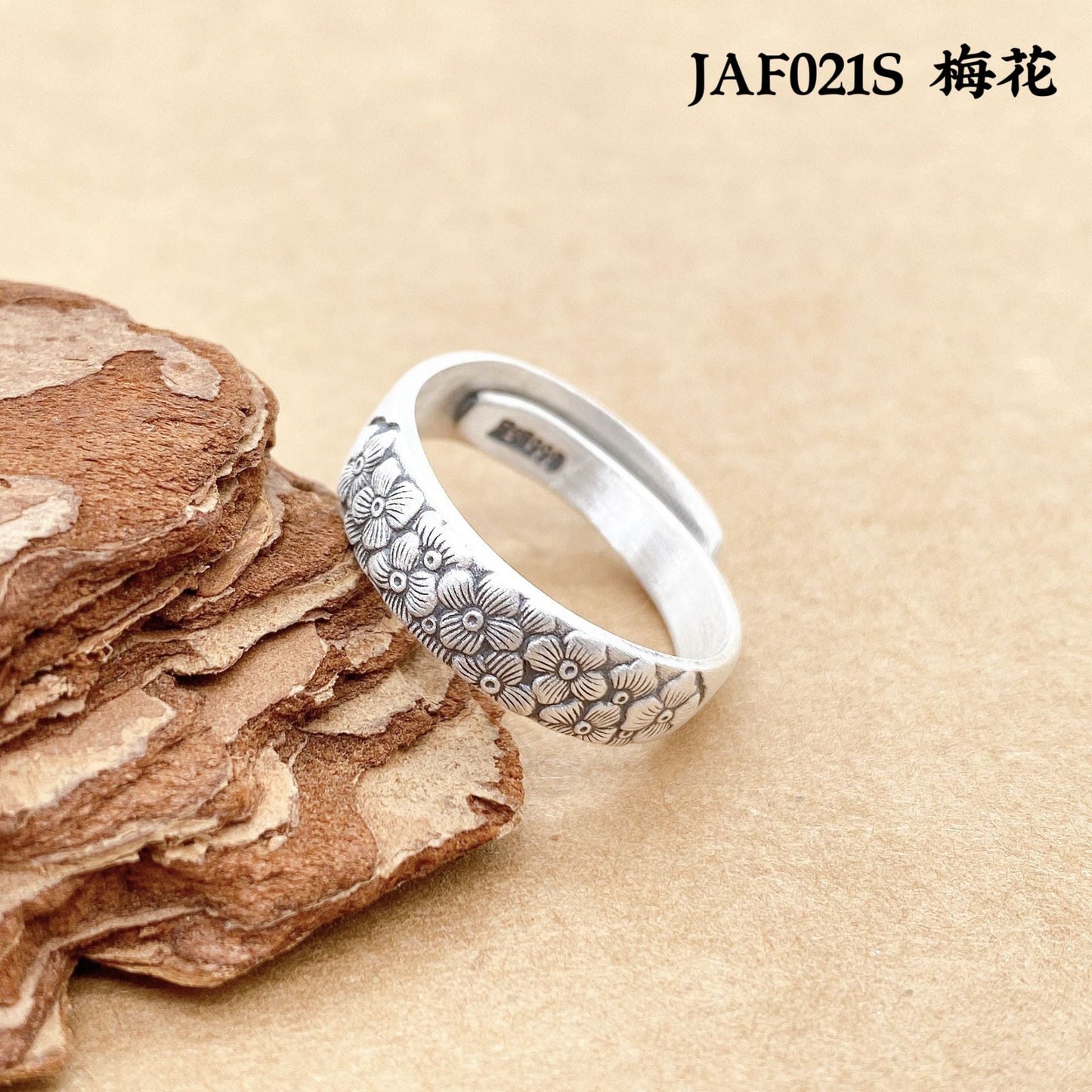 Plum blossom and lotus sterling silver ring - jewelry - weilin.com