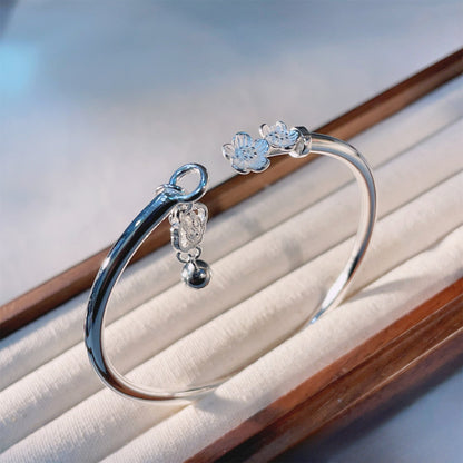 Plum Blossom Polished Bell Bracelet - jewelry - weilin.com