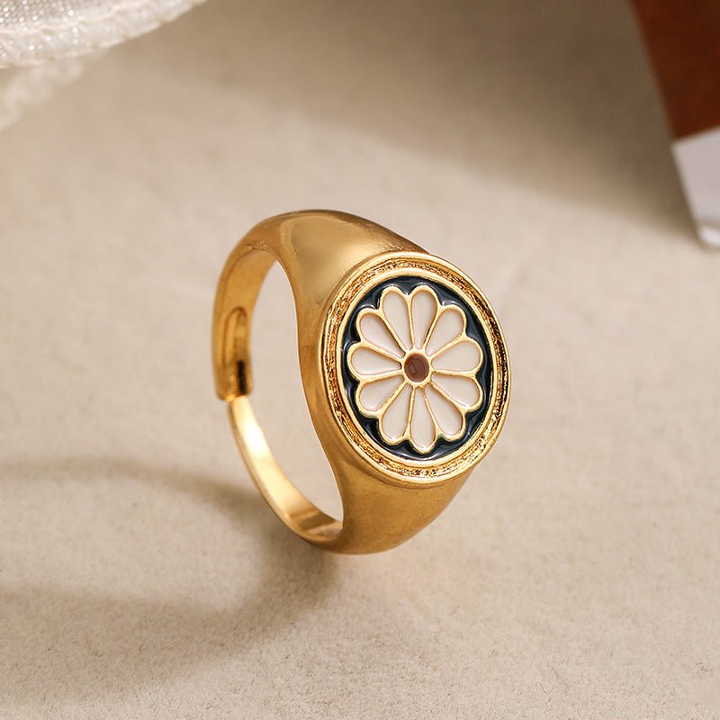 Premium Vintage Enamel Four - Leaf Clover Ring - jewelry - weilin.com