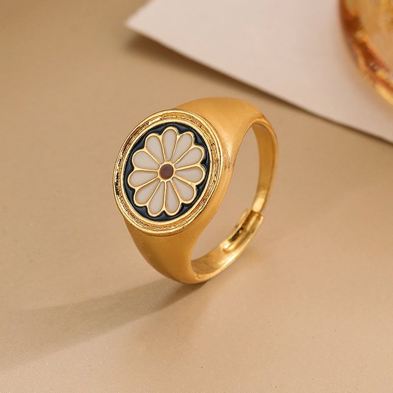 Premium Vintage Enamel Four - Leaf Clover Ring - jewelry - weilin.com