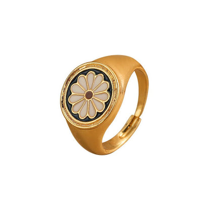 Premium Vintage Enamel Four - Leaf Clover Ring - jewelry - weilin.com
