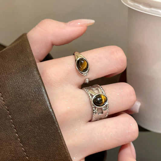 设计感虎眼石叠戴戒指 - jewelry - weilin.com