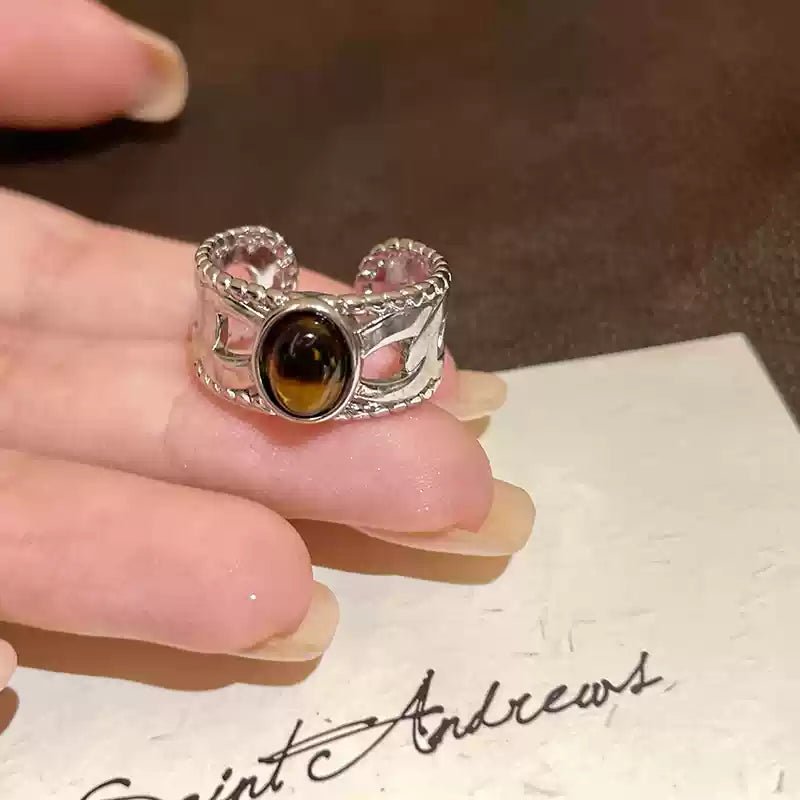 设计感虎眼石叠戴戒指 - jewelry - weilin.com