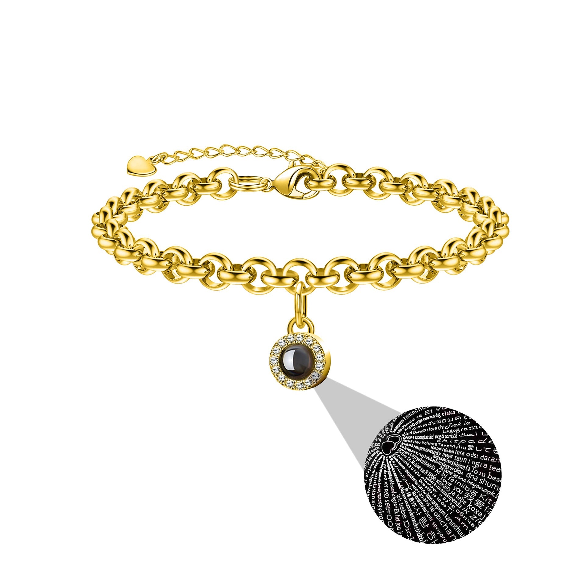 Projection photo round bubble couple bracelet - jewelry - weilin.com
