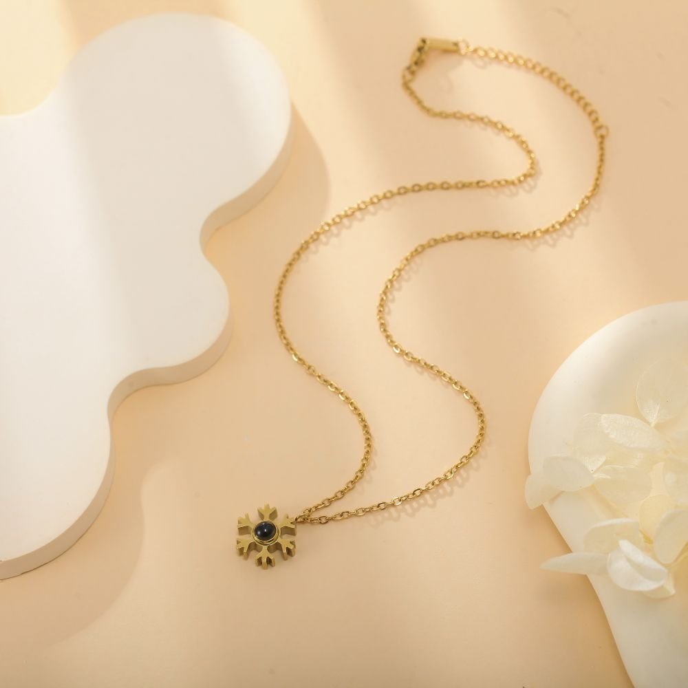 Projection Photo Snowflake Necklace - jewelry - weilin.com