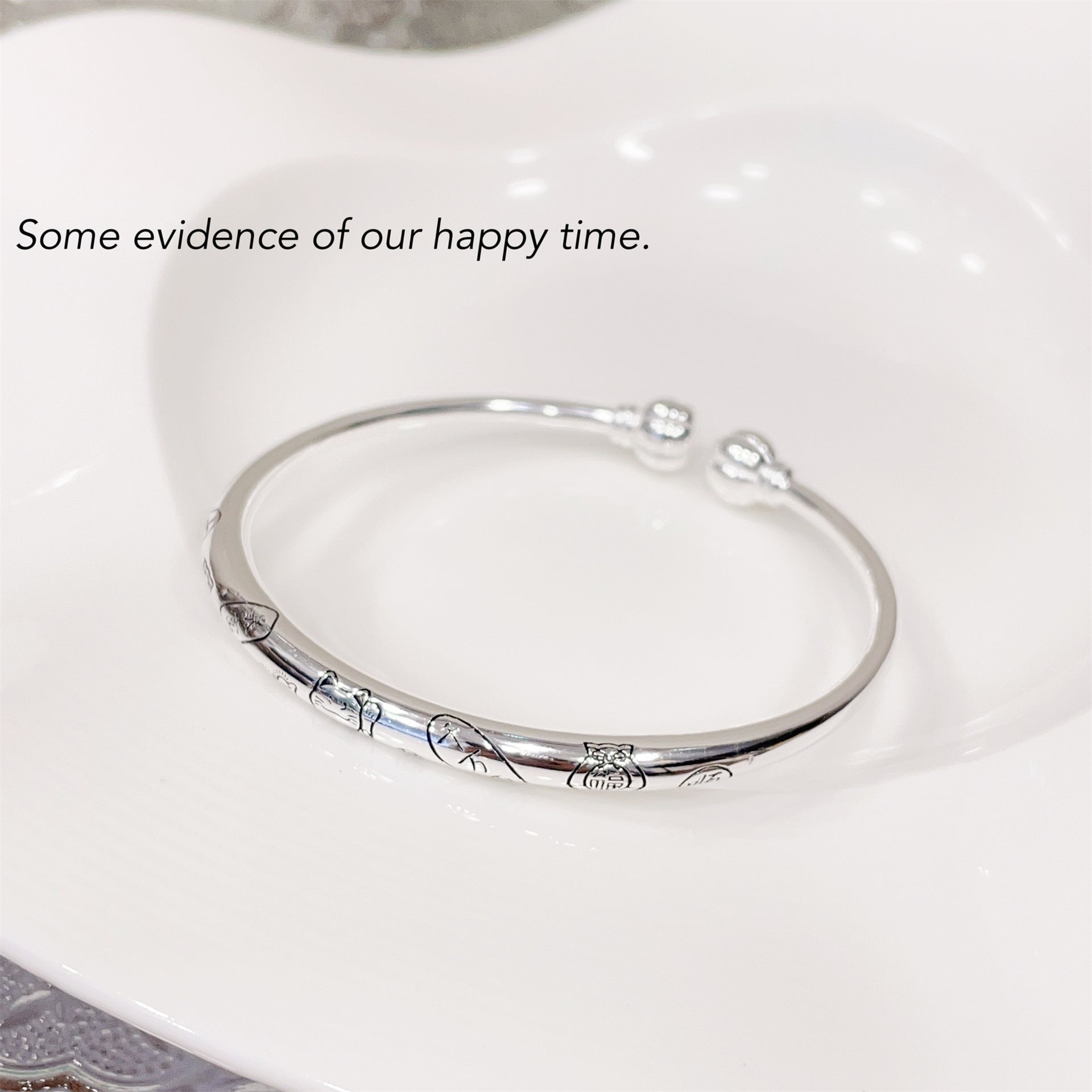 Pumpkin head open bracelet pure silver - jewelry - weilin.com