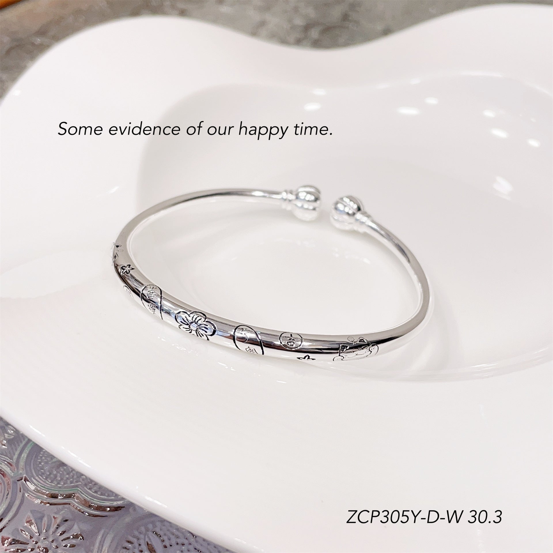Pumpkin head open bracelet pure silver - jewelry - weilin.com